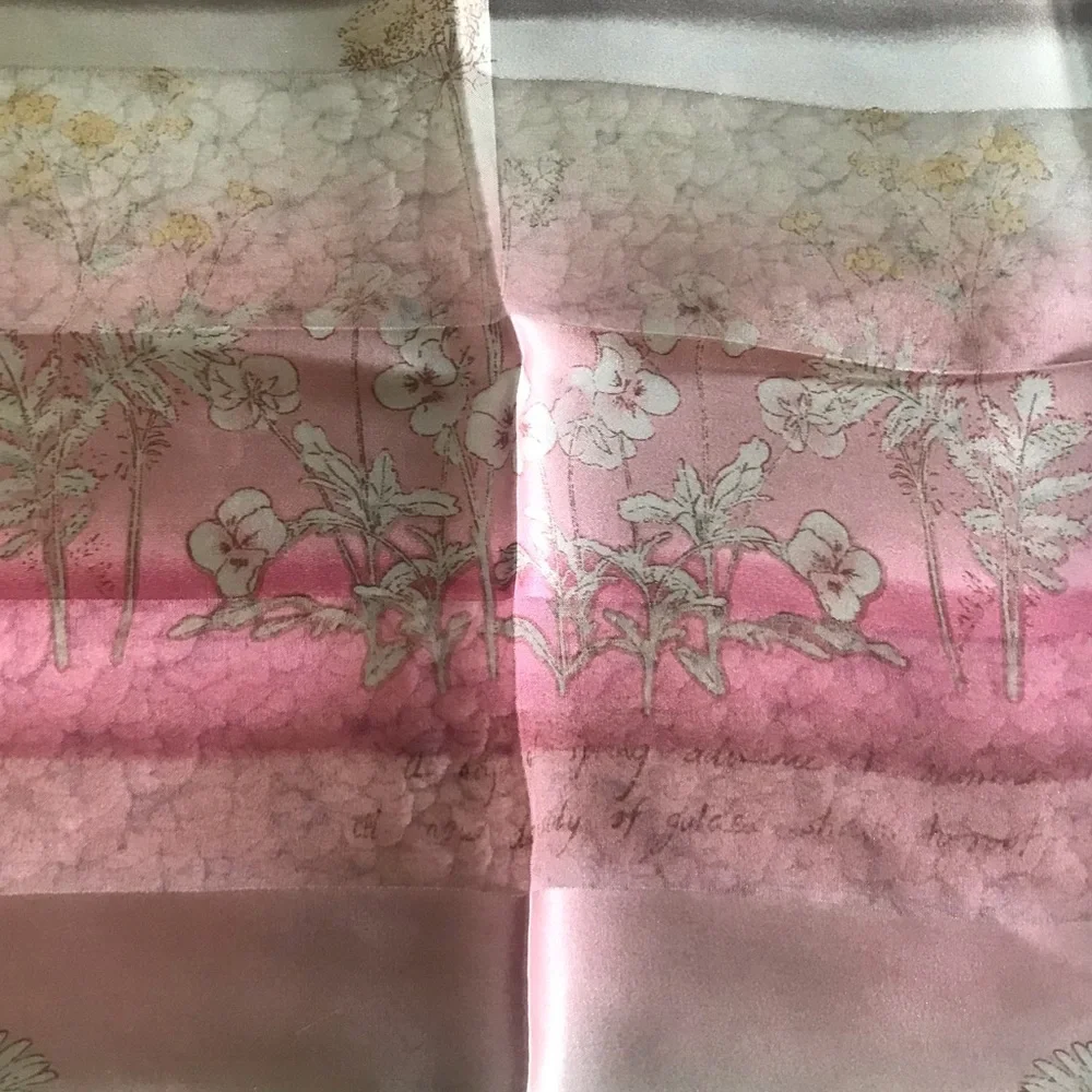 Adrienne Vittadini Red Pink and Gold Floral Silk Scarf